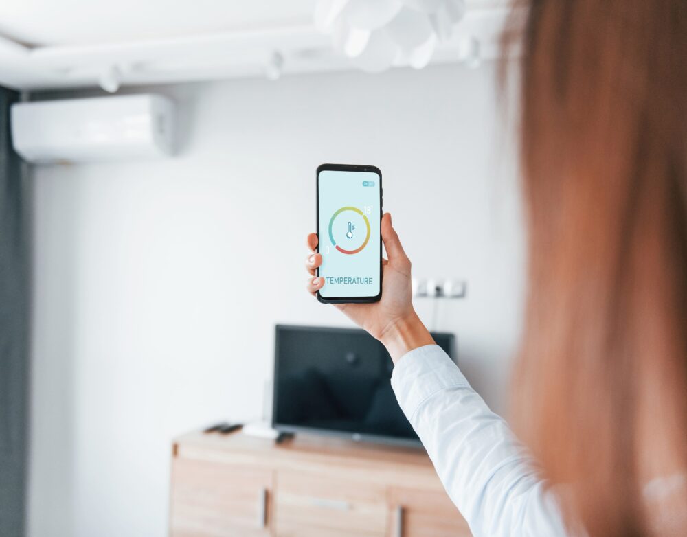 woman reviewing temperature