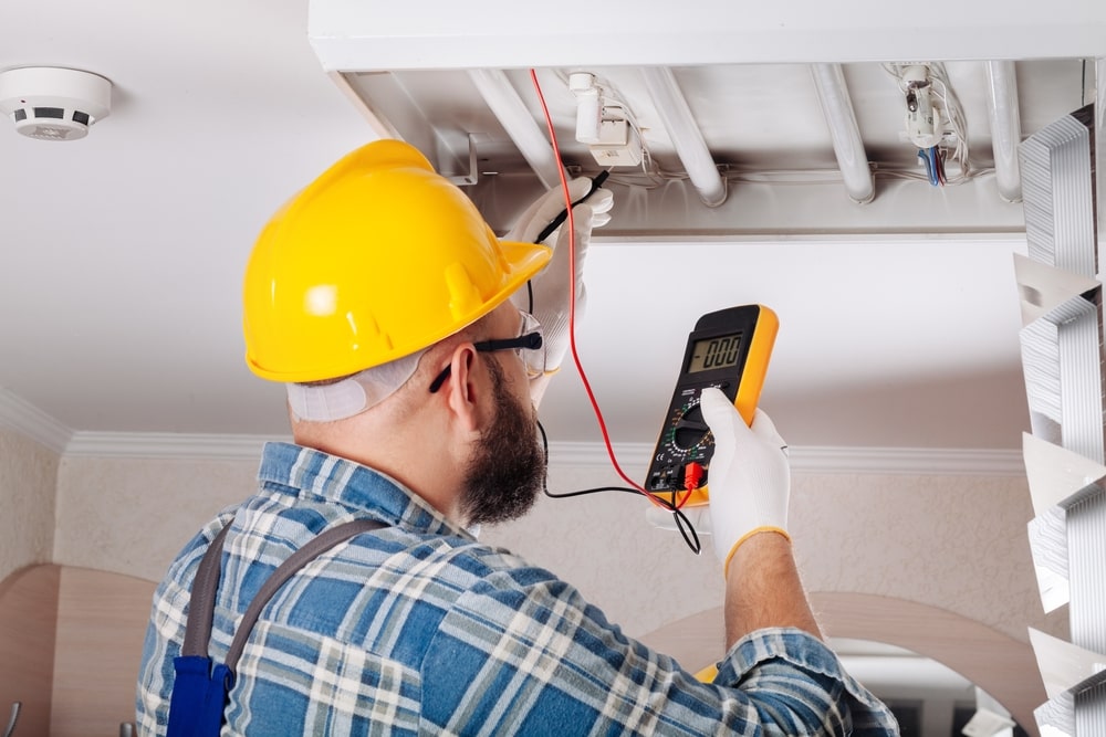Man installing a new boiler